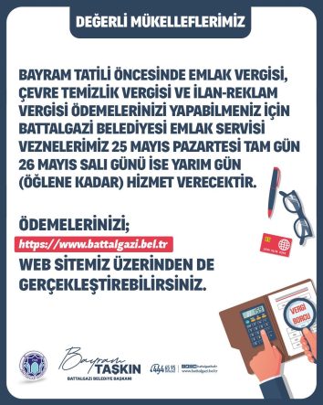 Battalgazi Belediyesi’nden Bayram Öncesi Vezne Düzenlemesi