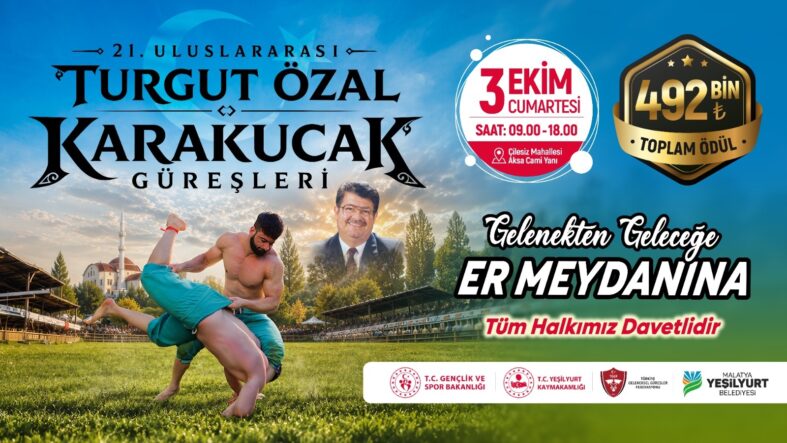21. Uluslararası Turgut Özal Karakucak Güreşleri 3 Ekim’de Düzenlenecek