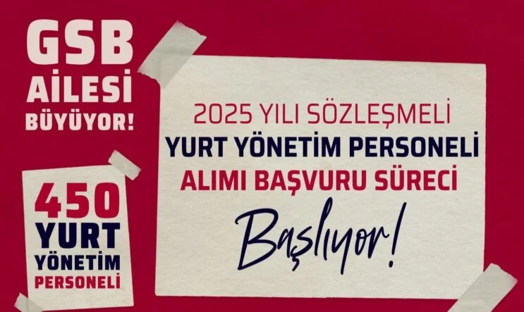 Gençlik ve Spor Bakanlığı 2025 Yılı Sözleşmeli Yurt Yönetim Personeli Alacak