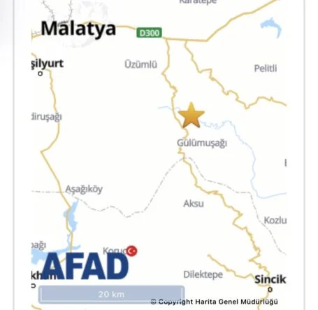 Malatya’da  4, 4 Büyüklüğünde Deprem Kaydedildi
